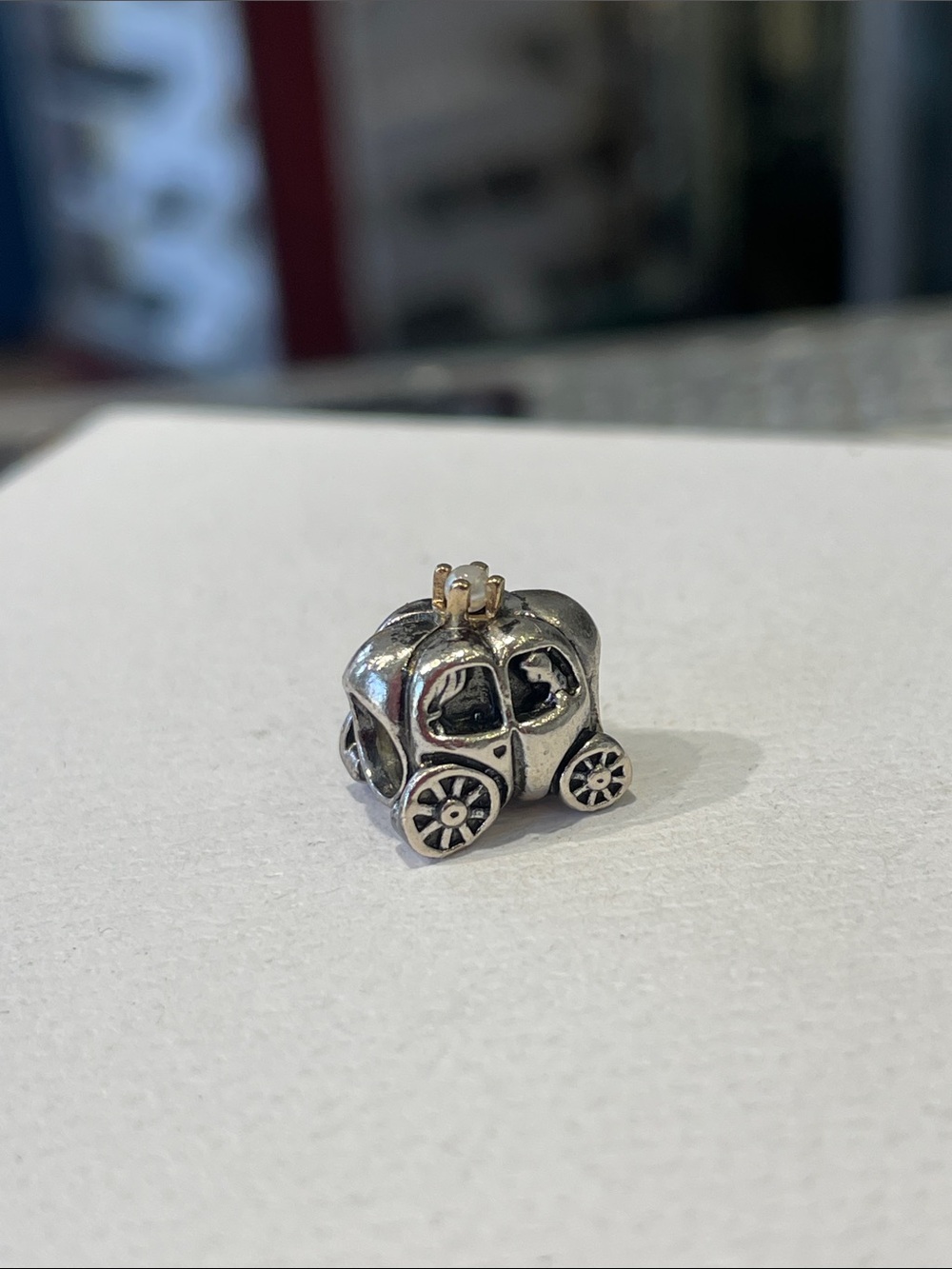 Retired Pandora Princess Carriage Charm s925 Silver & 14k Gold ALE